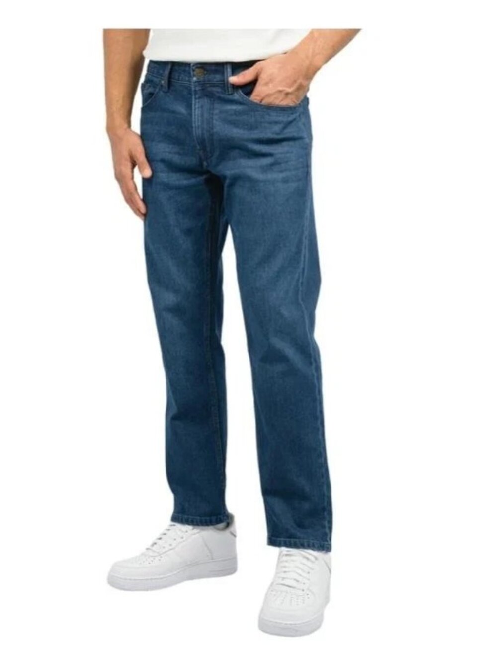 Scott Barber Mens Jeans Dark Blue 5-Pocket Stretch Straight Fit Jeans 34x29